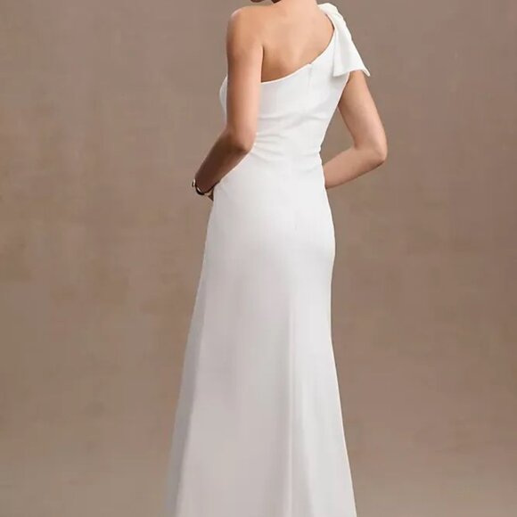 MAC DUGGAL ieena Tatum One Shoulder Bow Front Slit ieena Gown 12 NEW WITH TAG - Picture 3 of 14
